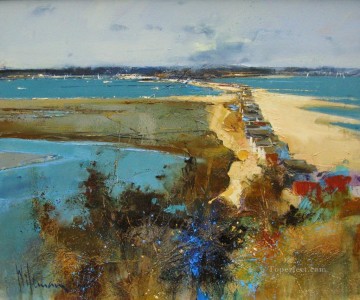 風景 Painting - ヘンギストベリー ヘッドの抽象的な海景から見たクライストチャーチ港